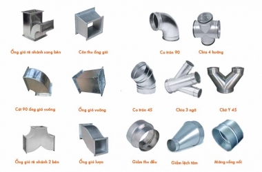 Tổng hợp các phụ kiện kết nối ống gió tròn, ống gió vuông